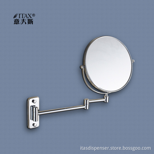 LED light wall-mounted comestic mirror Telescopic design magnifying make-up mirror stainless steel sliver brass smart lens bath